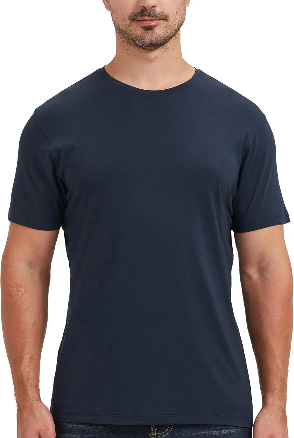 netdraw Men's Ultra-Soft Viscose Bamboo T-Shirt Crew Neck Casual Lounge Dressy Short Sleeve Cotton Tee