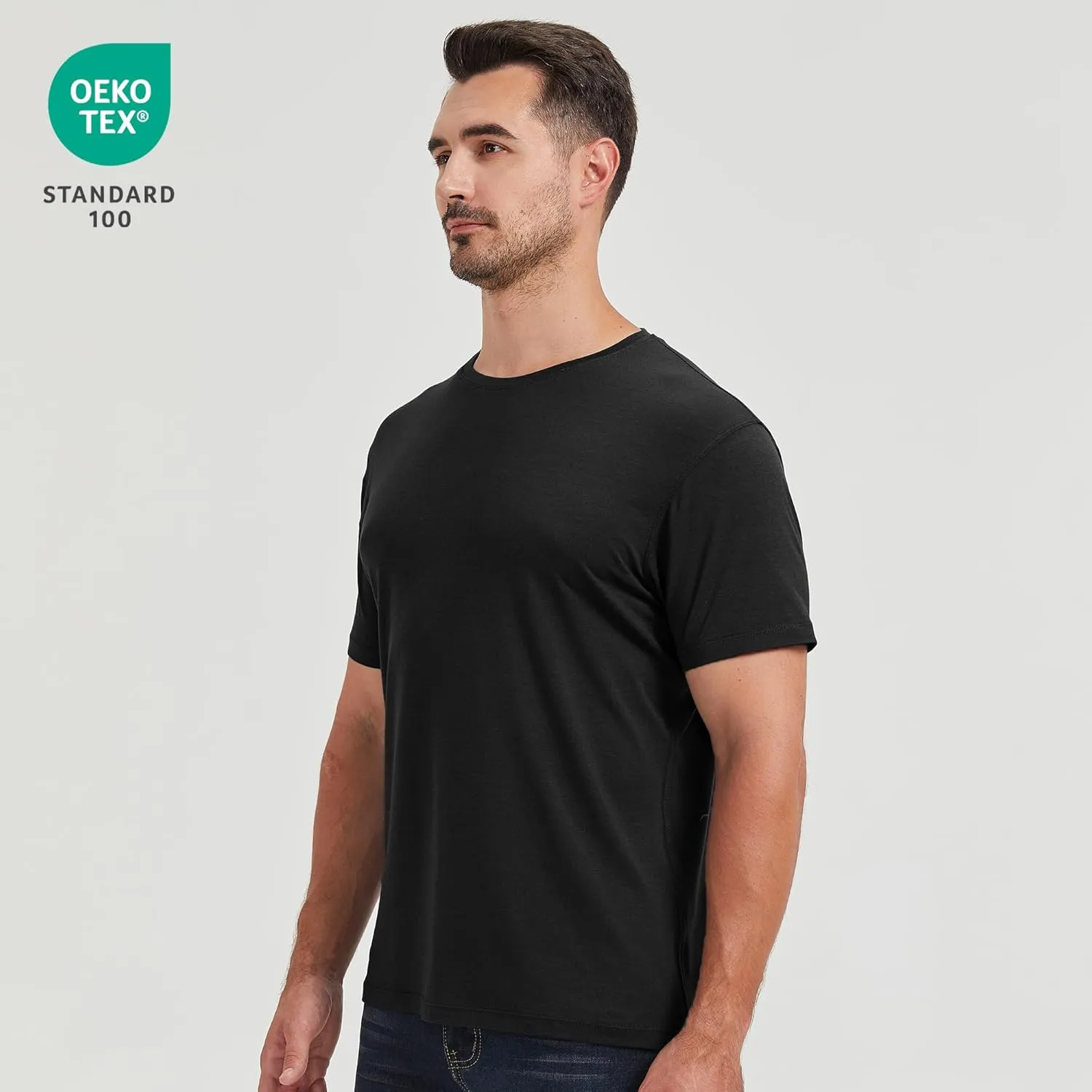 netdraw Men's Ultra-Soft Viscose Bamboo T-Shirt Crew Neck Casual Lounge Dressy Short Sleeve Cotton Tee