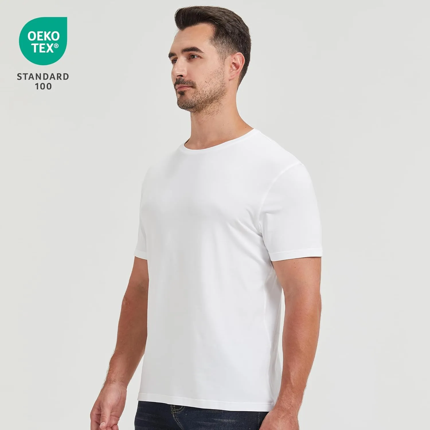 netdraw Men's Ultra-Soft Viscose Bamboo T-Shirt Crew Neck Casual Lounge Dressy Short Sleeve Cotton Tee