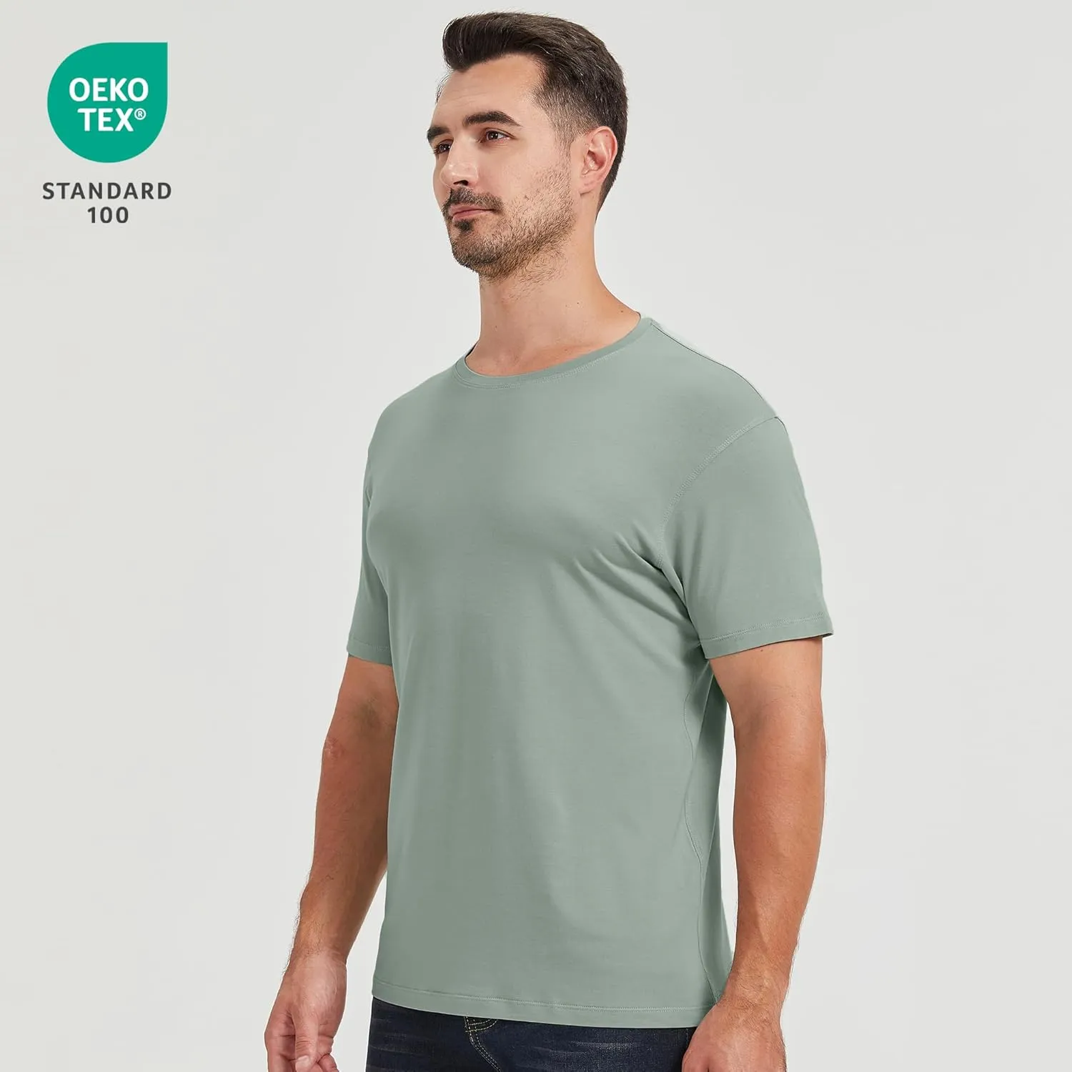 netdraw Men's Ultra-Soft Viscose Bamboo T-Shirt Crew Neck Casual Lounge Dressy Short Sleeve Cotton Tee