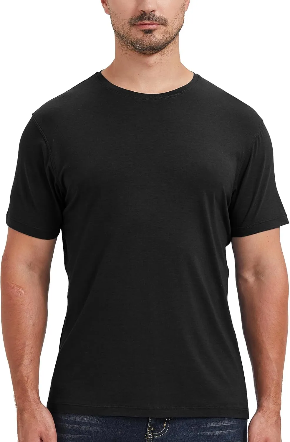 netdraw Men's Ultra-Soft Viscose Bamboo T-Shirt Crew Neck Casual Lounge Dressy Short Sleeve Cotton Tee