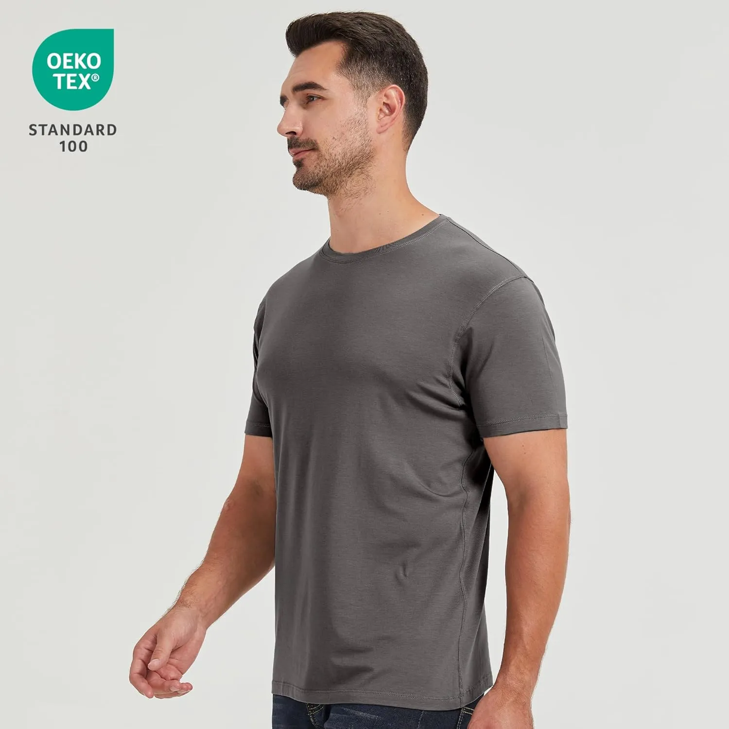 netdraw Men's Ultra-Soft Viscose Bamboo T-Shirt Crew Neck Casual Lounge Dressy Short Sleeve Cotton Tee