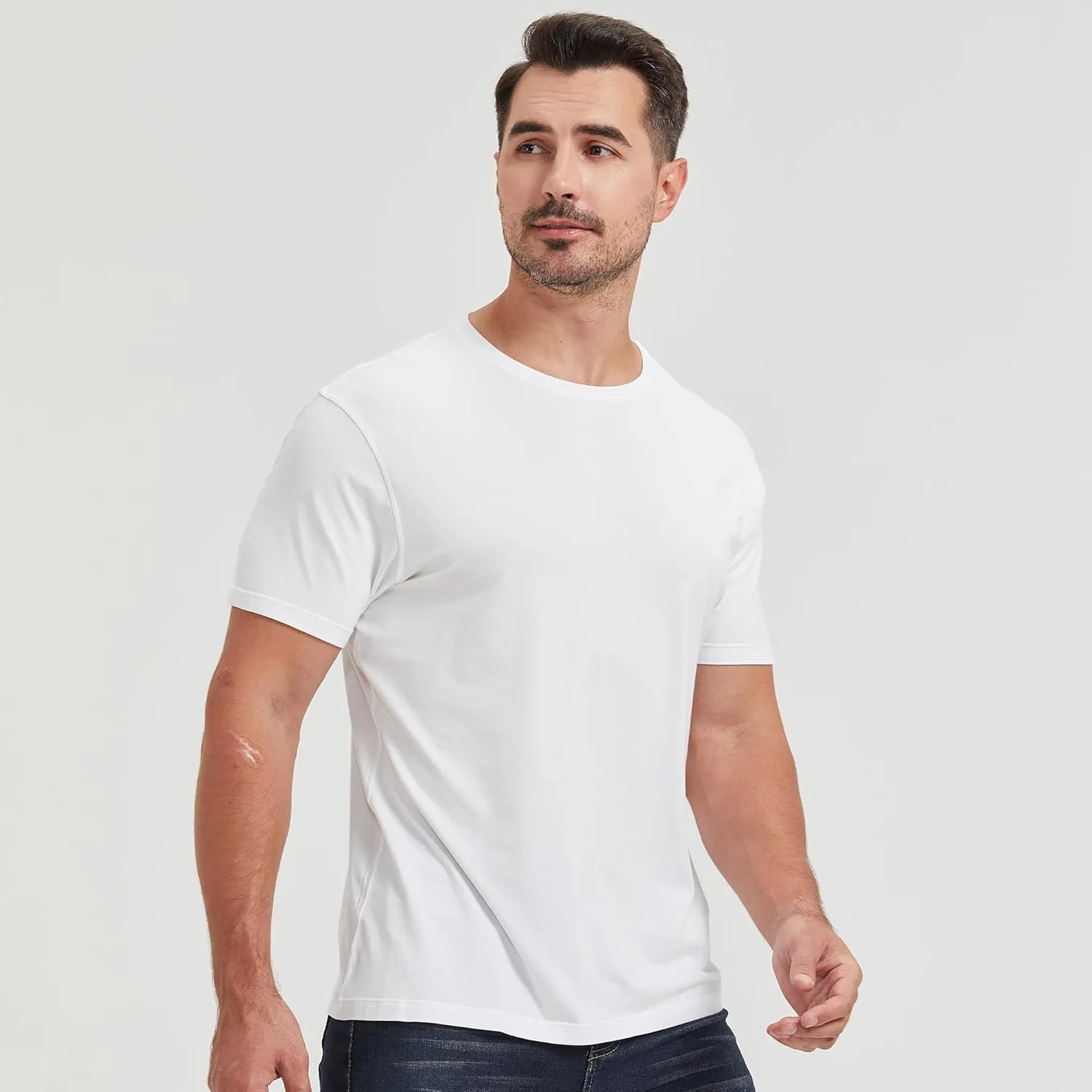 netdraw Men's Ultra-Soft Viscose Bamboo T-Shirt Crew Neck Casual Lounge Dressy Short Sleeve Cotton Tee