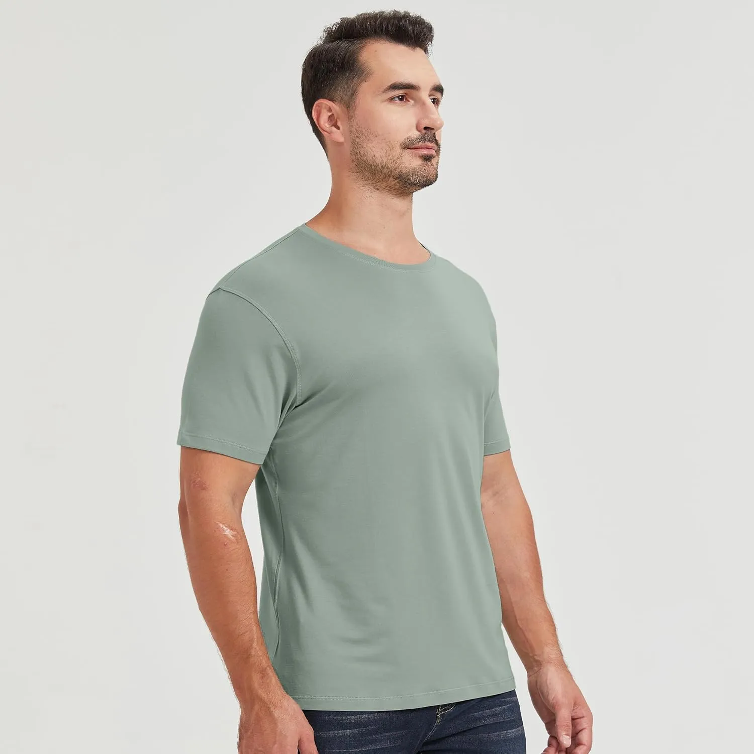 netdraw Men's Ultra-Soft Viscose Bamboo T-Shirt Crew Neck Casual Lounge Dressy Short Sleeve Cotton Tee