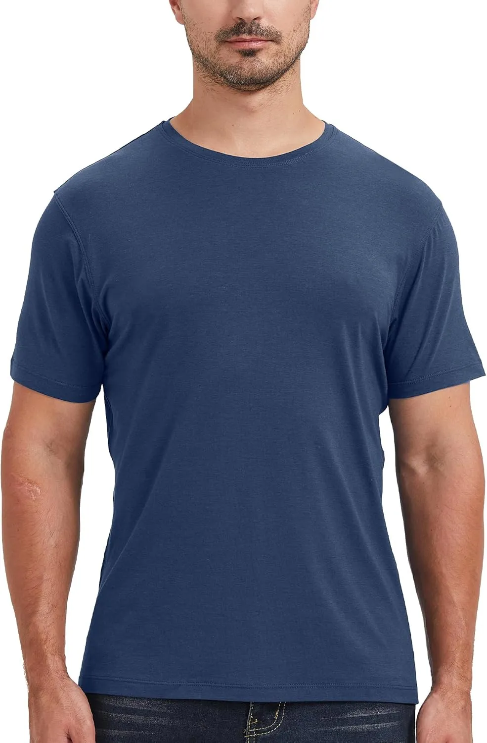 netdraw Men's Ultra-Soft Viscose Bamboo T-Shirt Crew Neck Casual Lounge Dressy Short Sleeve Cotton Tee