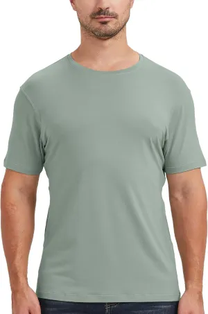 netdraw Men's Ultra-Soft Viscose Bamboo Undershirt Crew Neck Moisture Wicking T-Shirt Short Sleeve Casual Dressy Cotton Tee