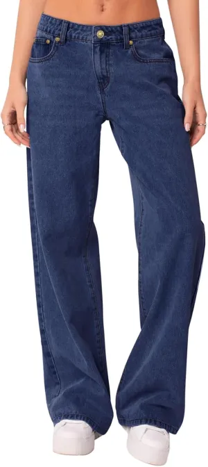 NIMIN Womens Mid Waist Boyfriend Jeans Summer Casual Lounge Loose Straight Wide Leg Y2K Pants with Pockets