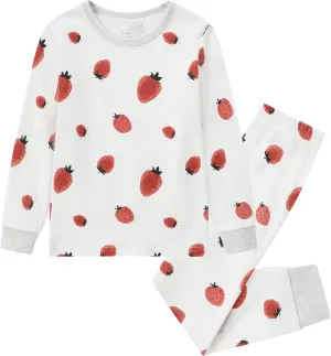 O2 BABY Organic Cotton Boys Girls Pajama Set, 2-Piece Kids Long Sleeve Top and Pants Pajamas, Toddler Snug Fit Sleepwear Set