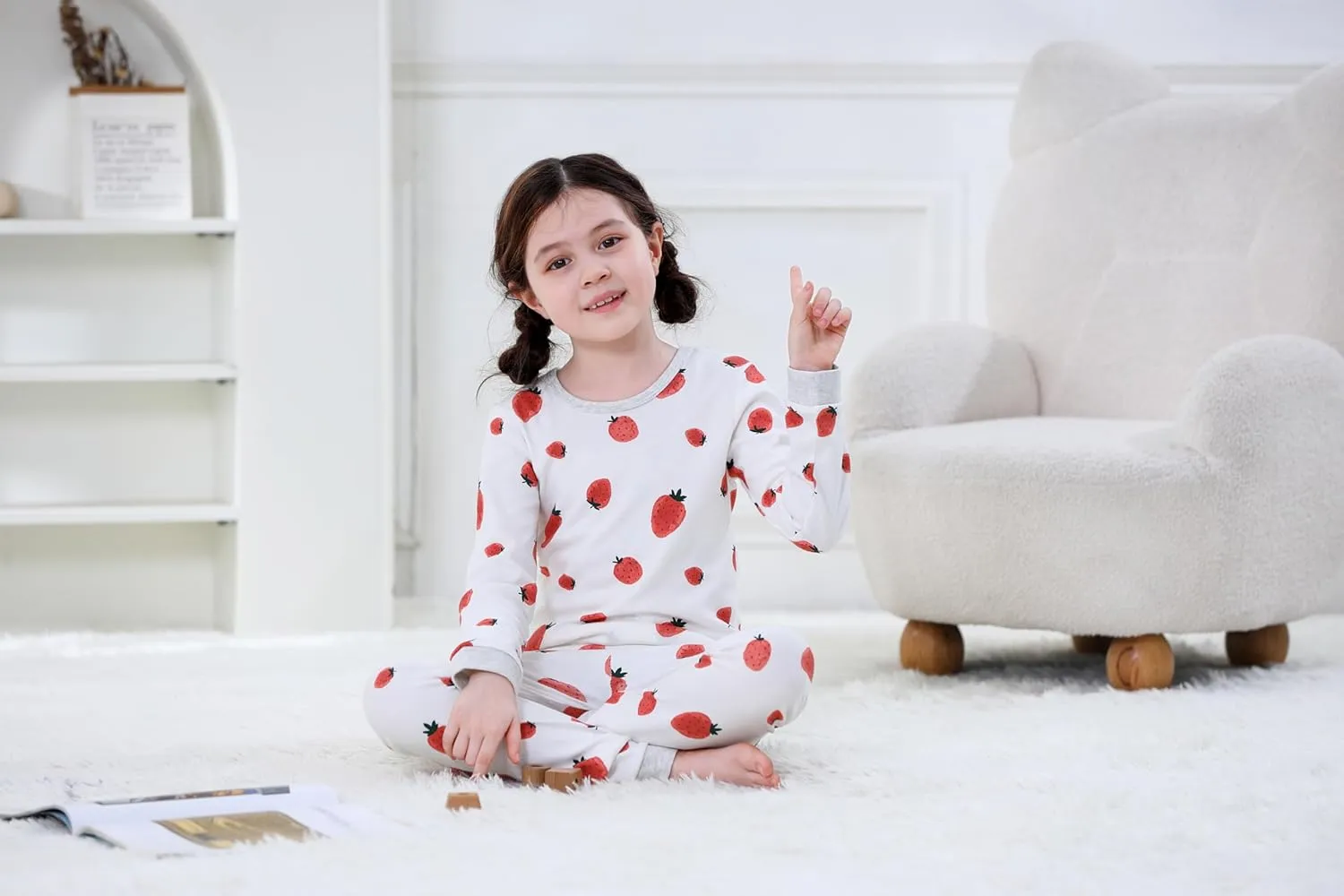 O2 BABY Organic Cotton Boys Girls Pajama Set, 2-Piece Kids Long Sleeve Top and Pants Pajamas, Toddler Snug Fit Sleepwear Set