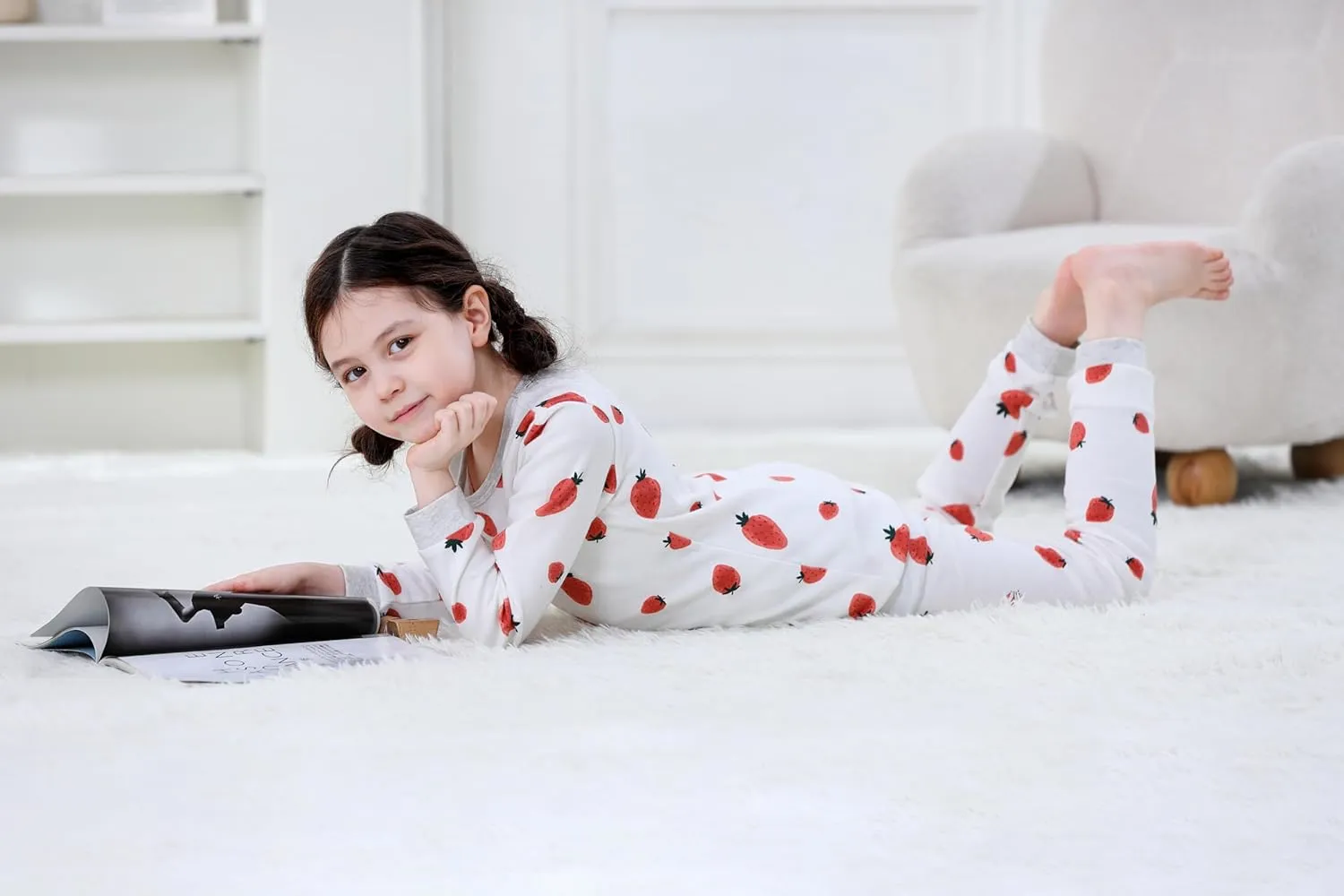 O2 BABY Organic Cotton Boys Girls Pajama Set, 2-Piece Kids Long Sleeve Top and Pants Pajamas, Toddler Snug Fit Sleepwear Set