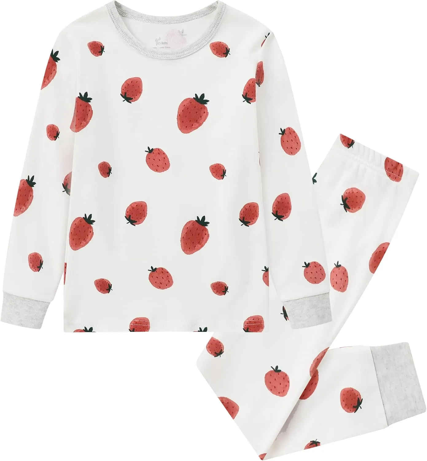 O2 BABY Organic Cotton Boys Girls Pajama Set, 2-Piece Kids Long Sleeve Top and Pants Pajamas, Toddler Snug Fit Sleepwear Set