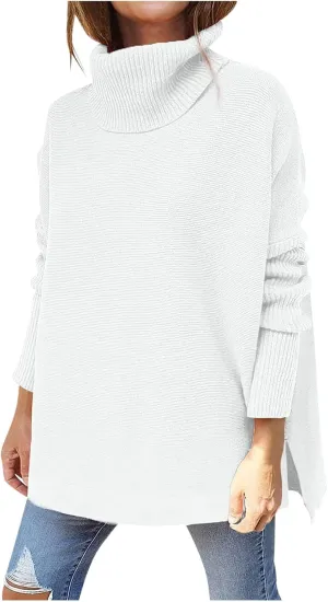 Oversized Batwing Sweaters for Women Trendy 2024 Winter Warm Turtleneck Pullovers Loose Soft Knitted Sweater Tops