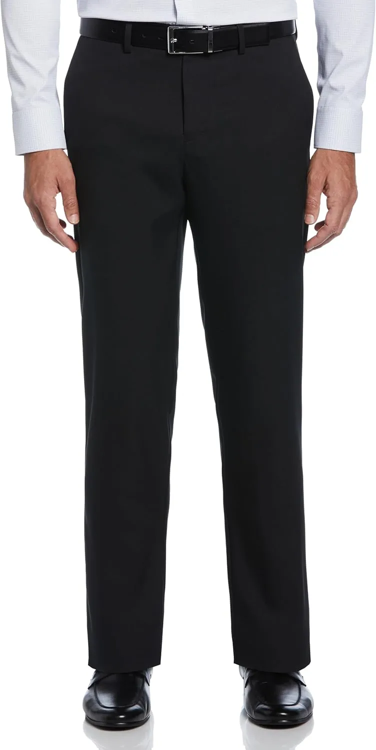 Perry Ellis Portfolio Modern Fit Twill Men's Dress Pants, Flat Front, Stretch Fabric, Soft and Durable, Straight Leg