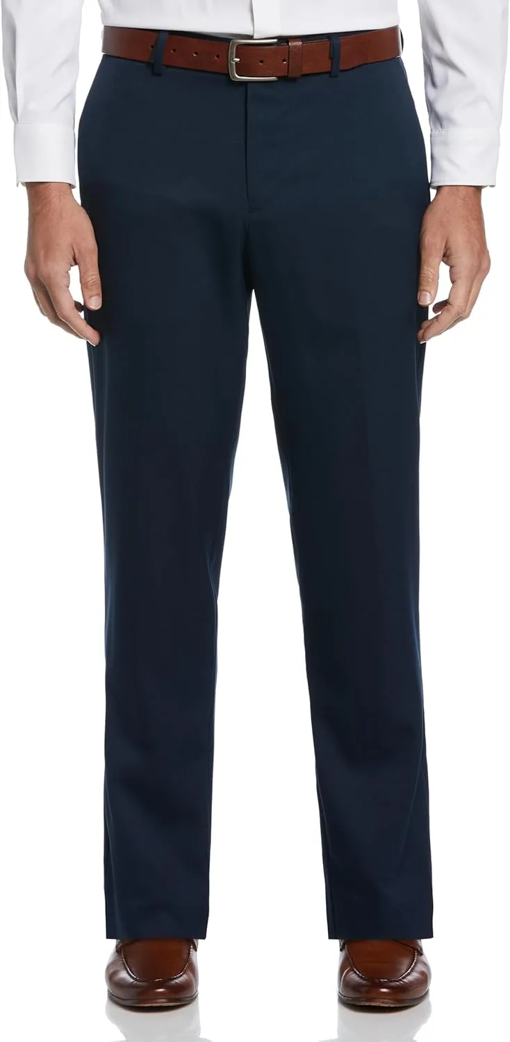Perry Ellis Portfolio Modern Fit Twill Men's Dress Pants, Flat Front, Stretch Fabric, Soft and Durable, Straight Leg