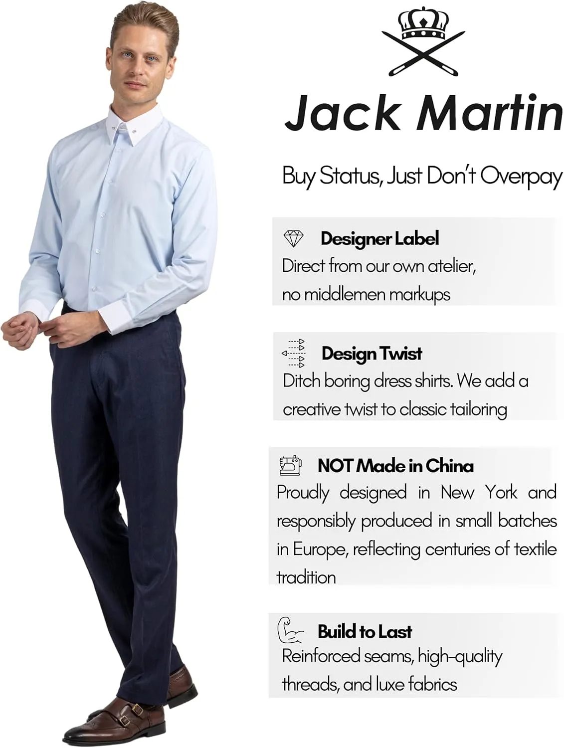Pin Collar Long Sleeve Dress Shirts for Men | Mens Button Up Stylish Shirts