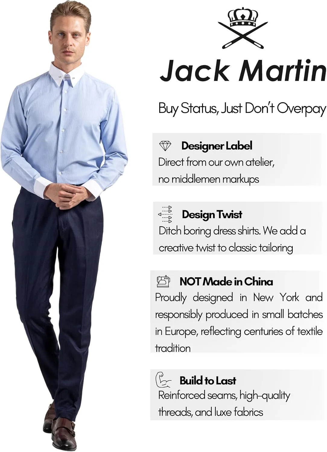 Pin Collar Long Sleeve Dress Shirts for Men | Mens Button Up Stylish Shirts