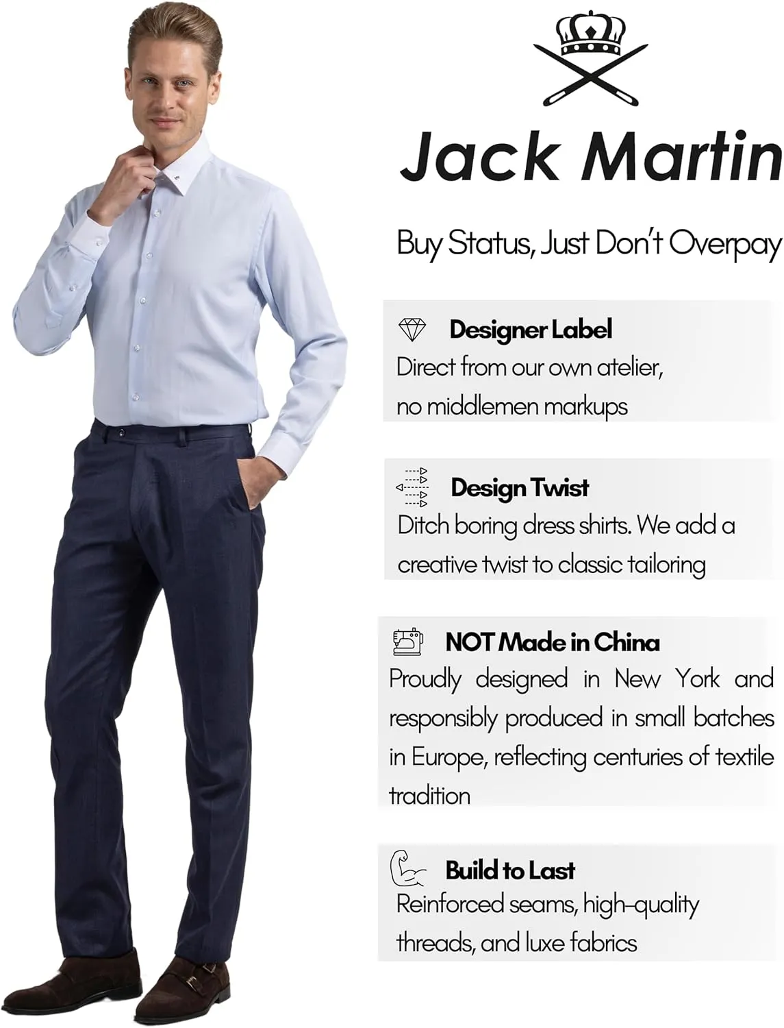 Pin Collar Long Sleeve Dress Shirts for Men | Mens Button Up Stylish Shirts