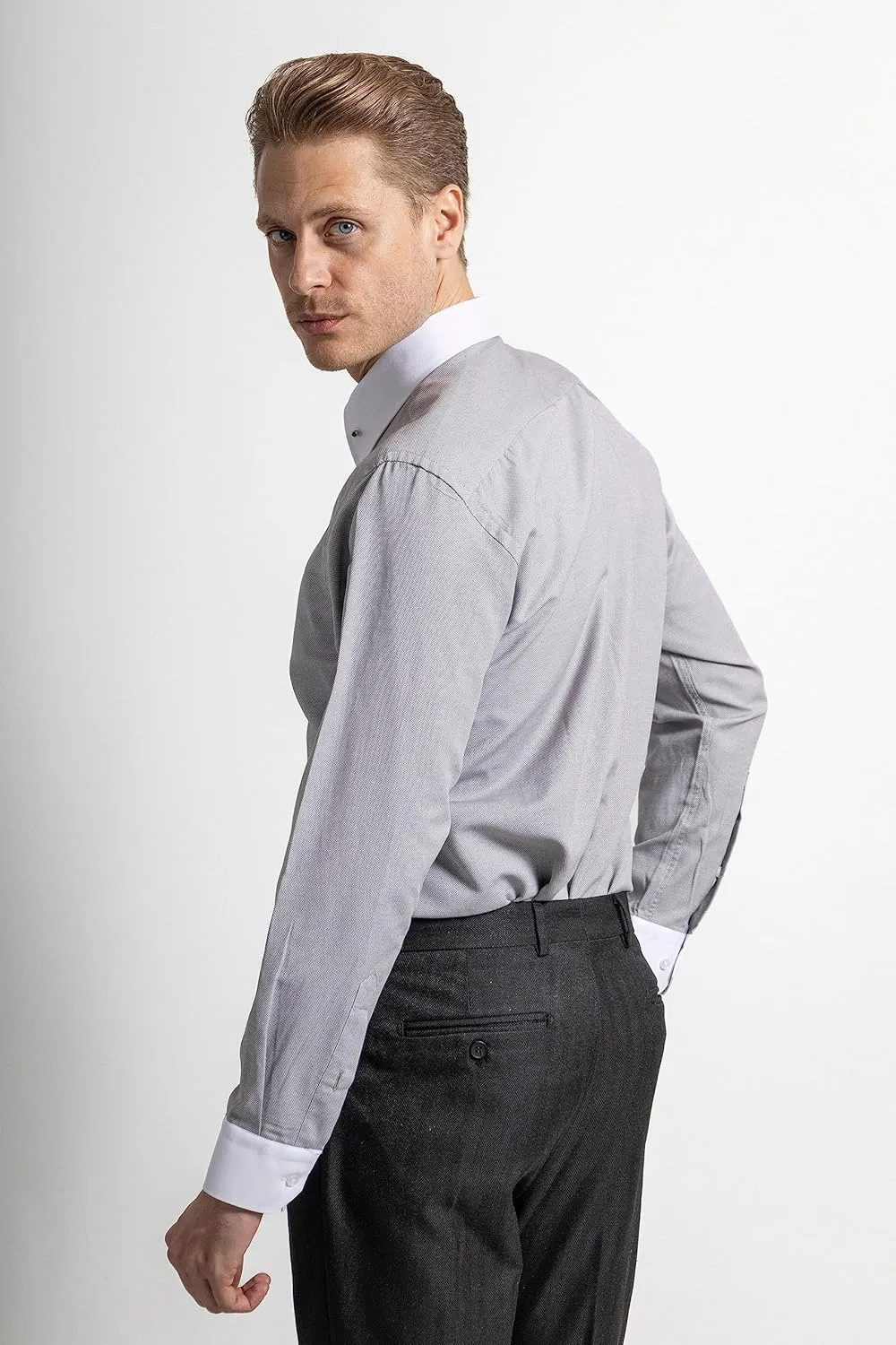 Pin Collar Long Sleeve Dress Shirts for Men | Mens Button Up Stylish Shirts