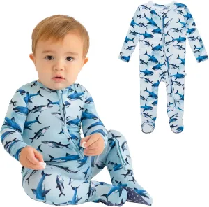 Posh Peanut Baby Boy Footie Pajamas - Soft Viscose Made from Bamboo 2 Way Zipper Sleepers & Onesies
