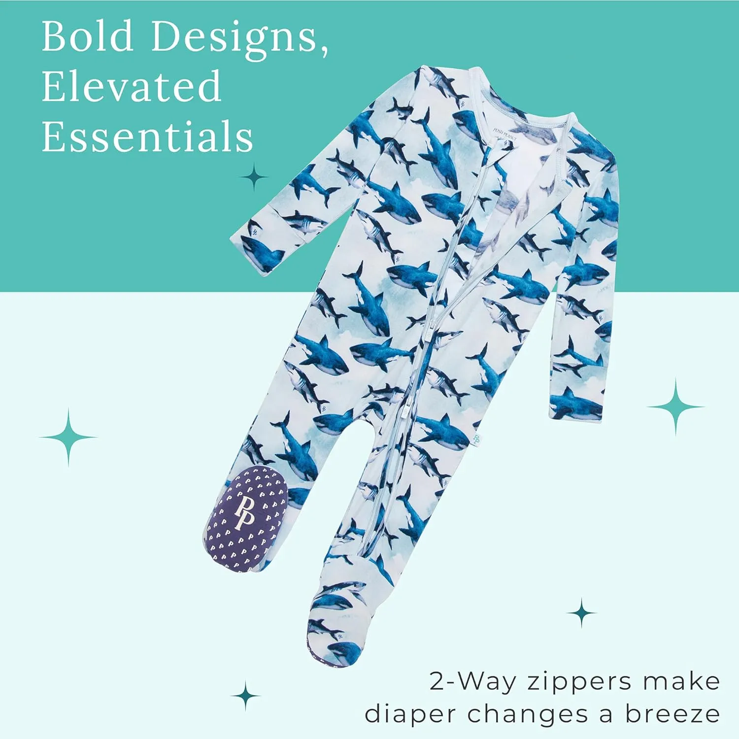 Posh Peanut Baby Boy Footie Pajamas - Soft Viscose Made from Bamboo 2 Way Zipper Sleepers & Onesies