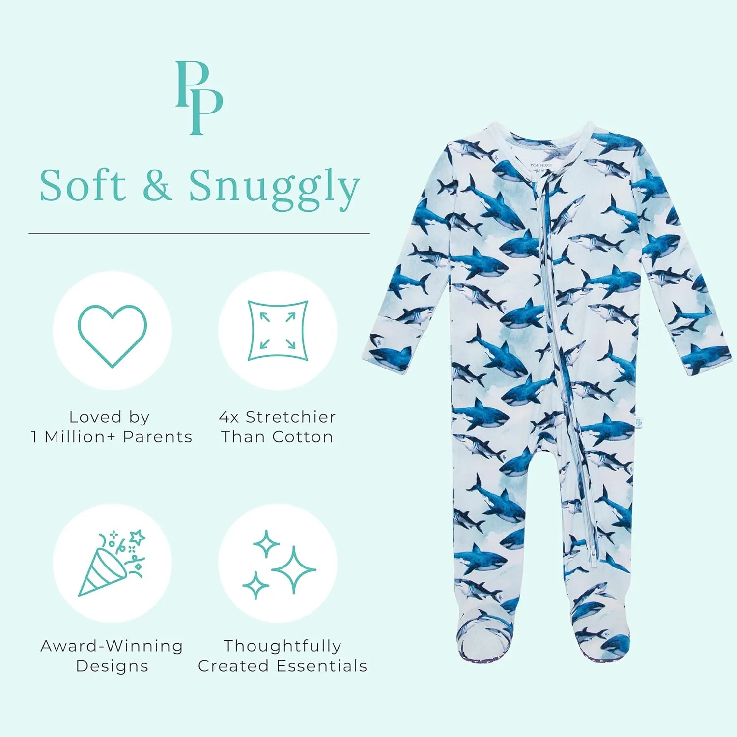 Posh Peanut Baby Boy Footie Pajamas - Soft Viscose Made from Bamboo 2 Way Zipper Sleepers & Onesies