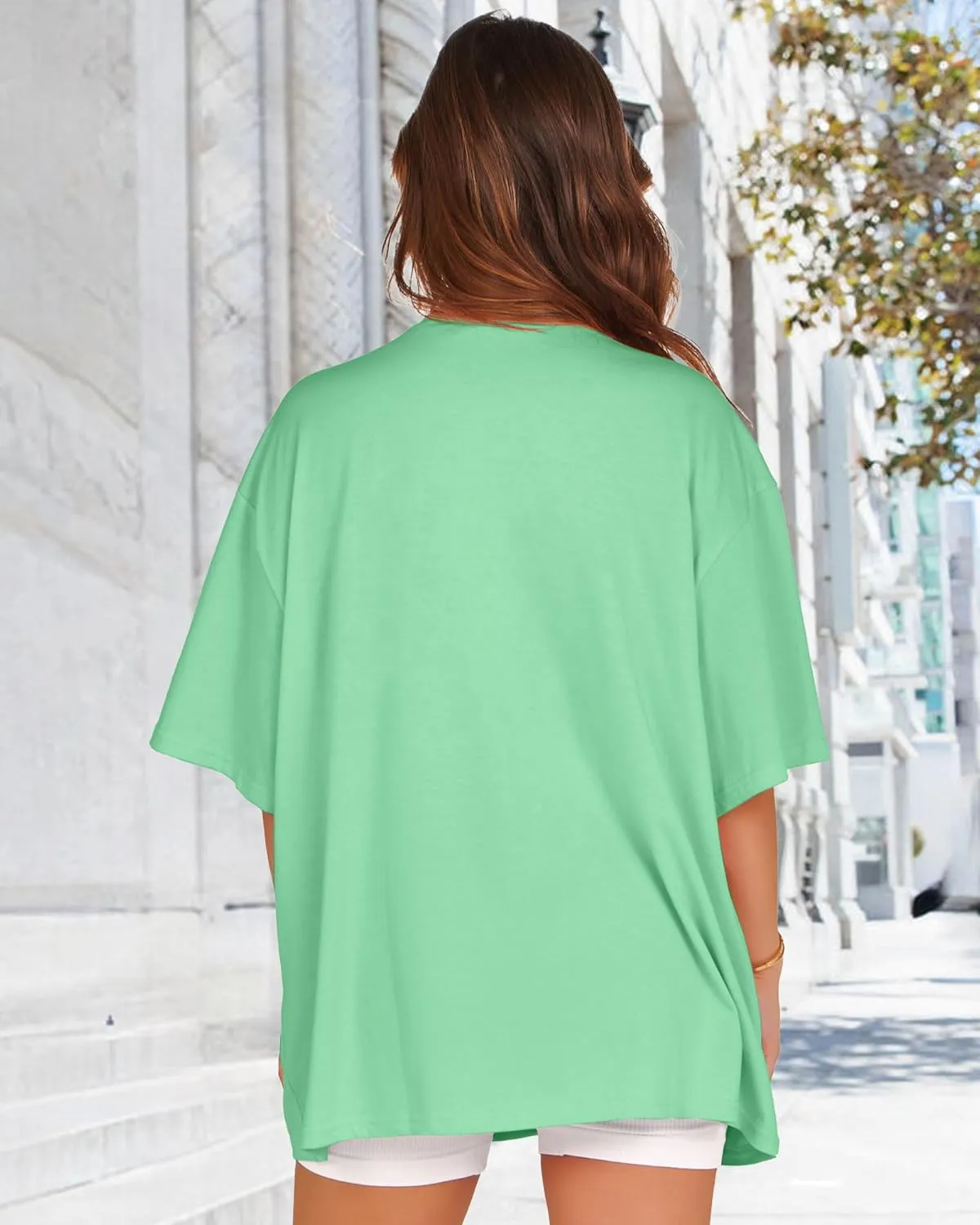 rosemia Oversized Tshirts for Women Summer Short Sleeve Round Neck Graphic Tee Shirt