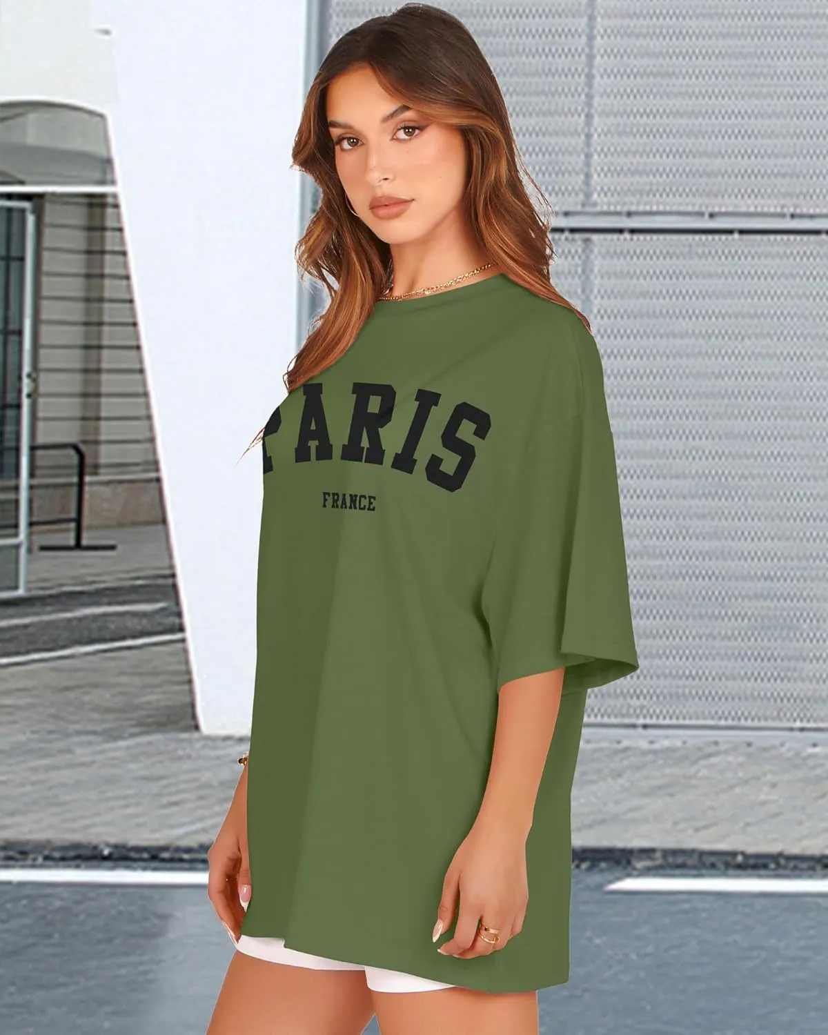 rosemia Oversized Tshirts for Women Summer Short Sleeve Round Neck Graphic Tee Shirt
