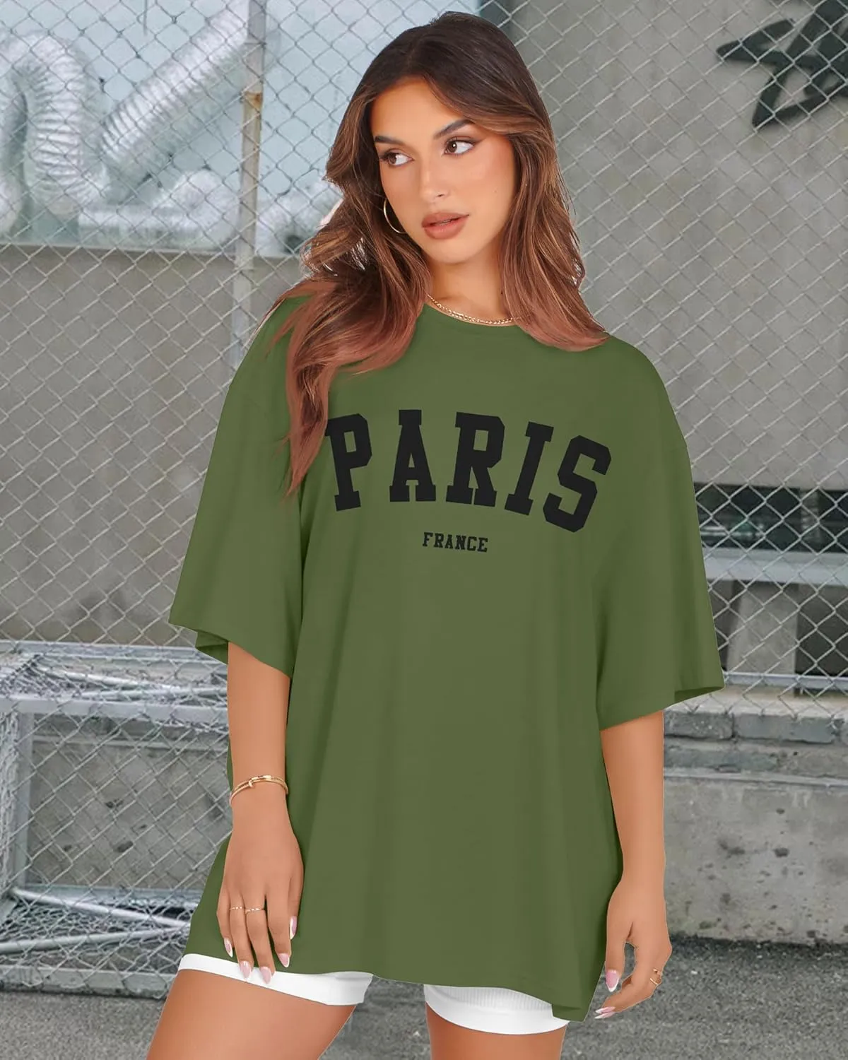 rosemia Oversized Tshirts for Women Summer Short Sleeve Round Neck Graphic Tee Shirt