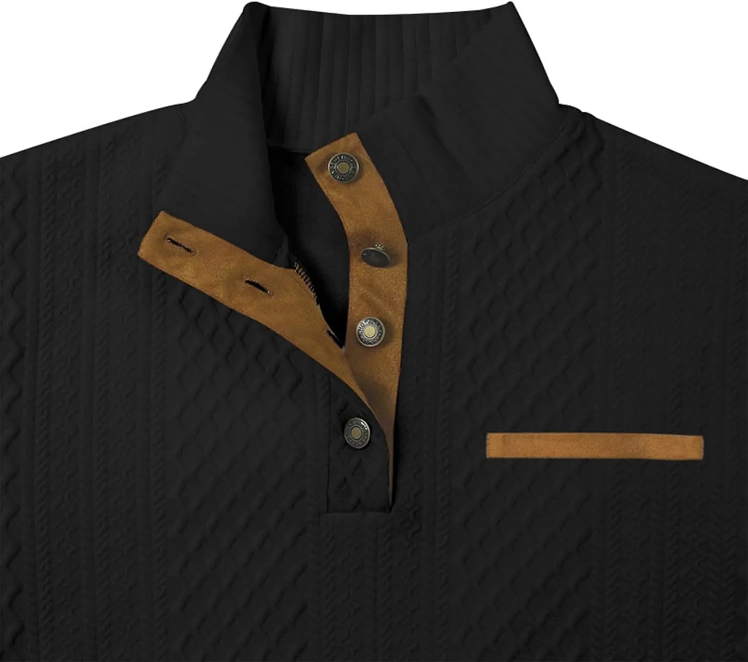 RTRDE Men's Casual Button Up Sweaters Pullover Jacquard Long Sleeve Henley Neck Athletic Workout Sweatshirts, M-3XL