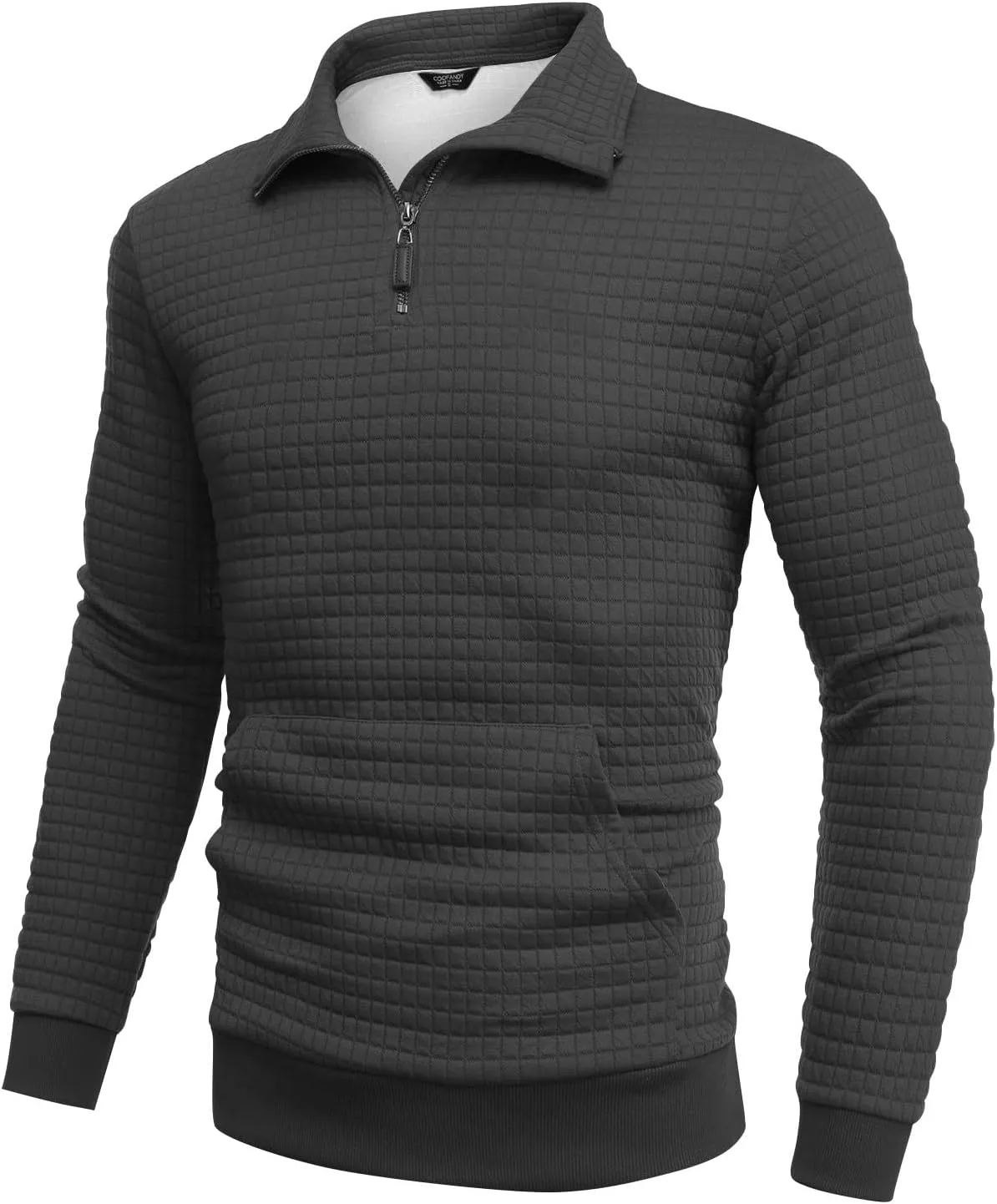 RTRDE Men's Sweatshirts Fashion Quarter Zip Sweatshirt Long Sleeve Solid Plaid Jacquard Pullovers Sweatshirts, S-4XL