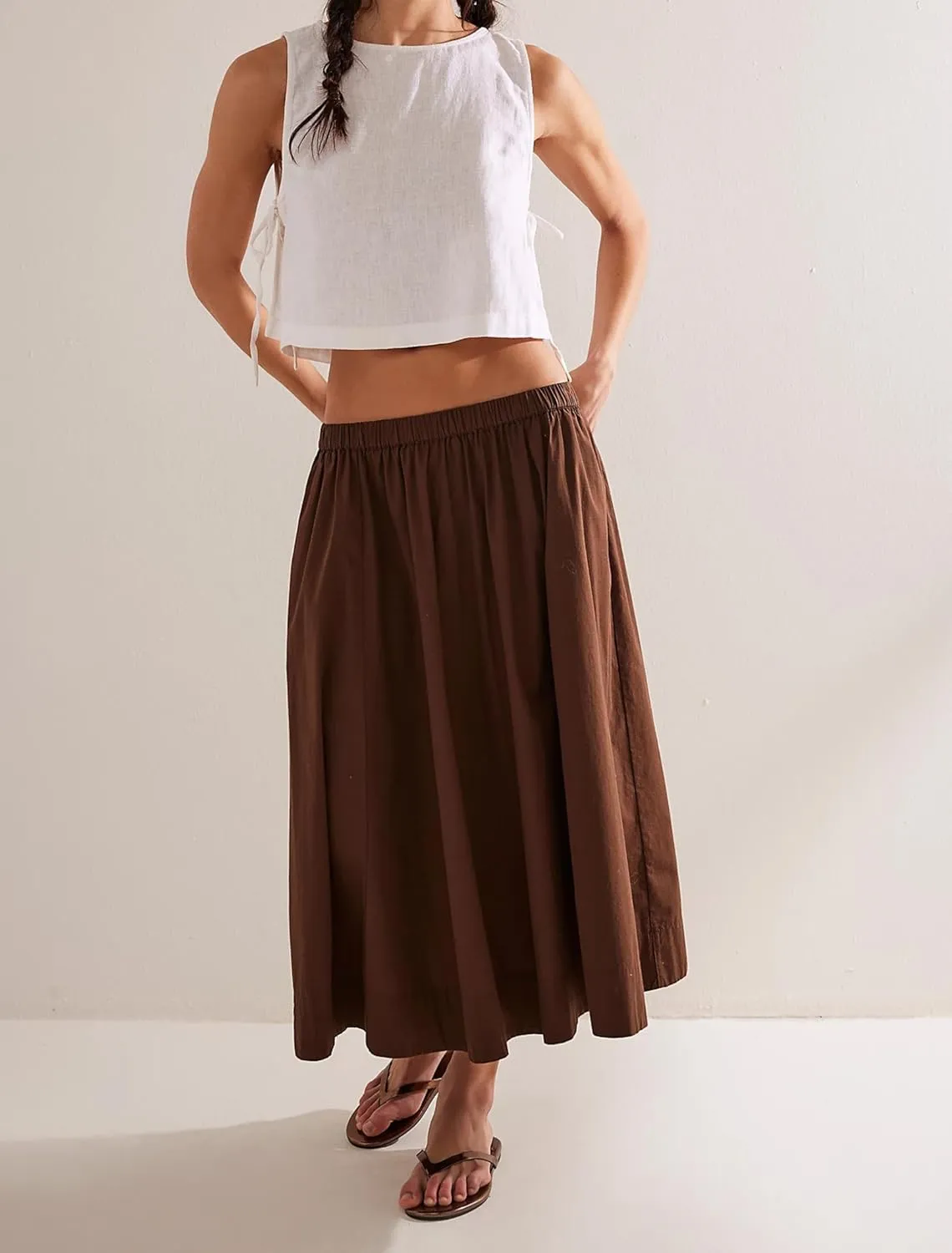 SAFRISIOR Womens Linen Crop Tank Tops 2025 Cotton Summer Sleeveless Shirts Side Split Tie Cute Beach Cropped Vest Tee