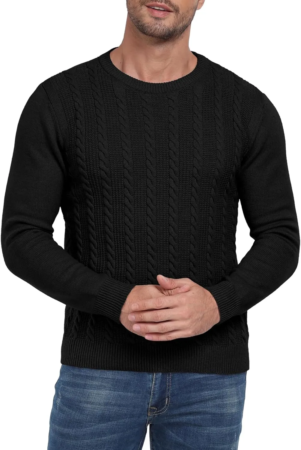 Sailwind Men's Crewneck Pullover Sweater Casual Knitted Twist Sweaters