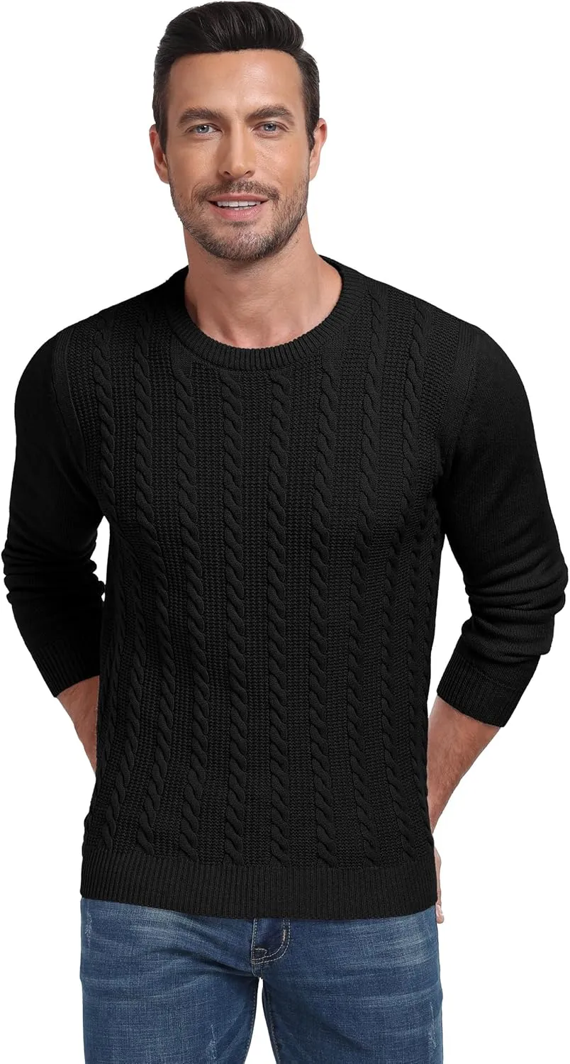 Sailwind Men's Crewneck Pullover Sweater Casual Knitted Twist Sweaters