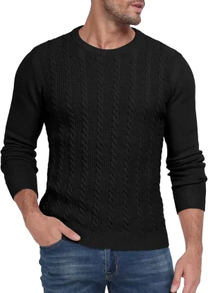 Sailwind Men's Crewneck Pullover Sweater Casual Knitted Twist Sweaters