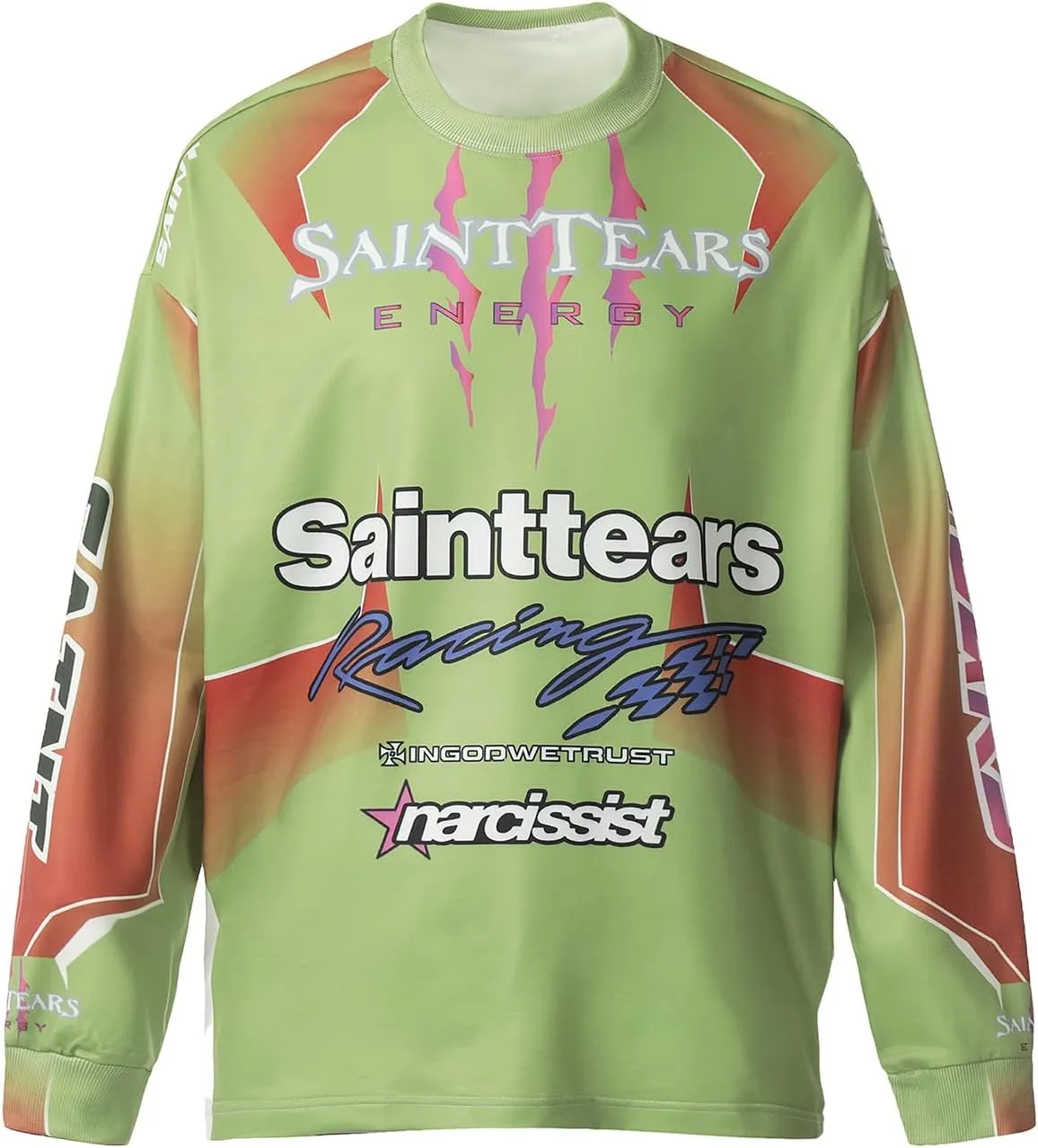 Saint Vintage Long Sleeve Crewneck Graphic Tee Casual Streetwear Oversized Pullover Fashion Top