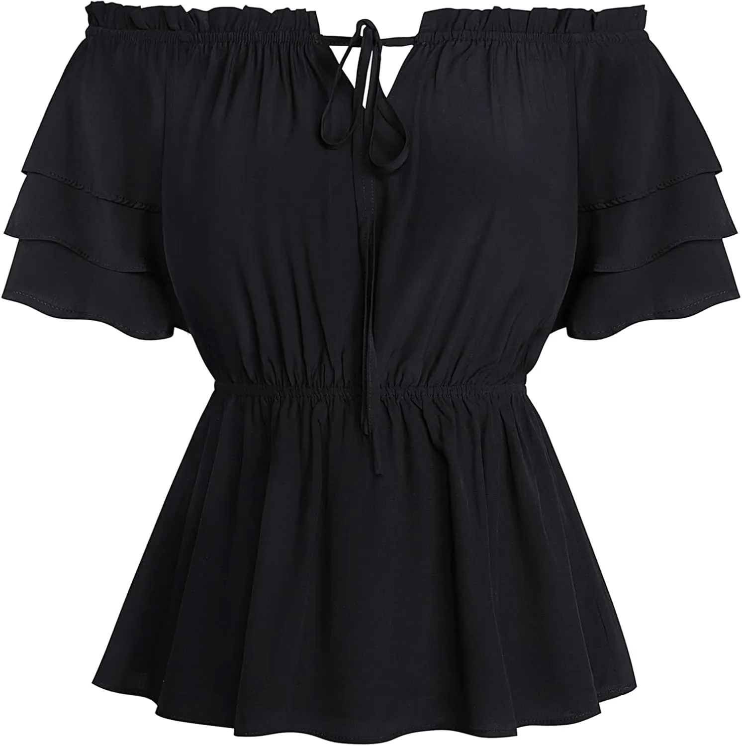 Scarlet Darkness Women Summer Shirt Ruffled Sleeve Tops Off Shoulder Renaissance Pirate Blouse