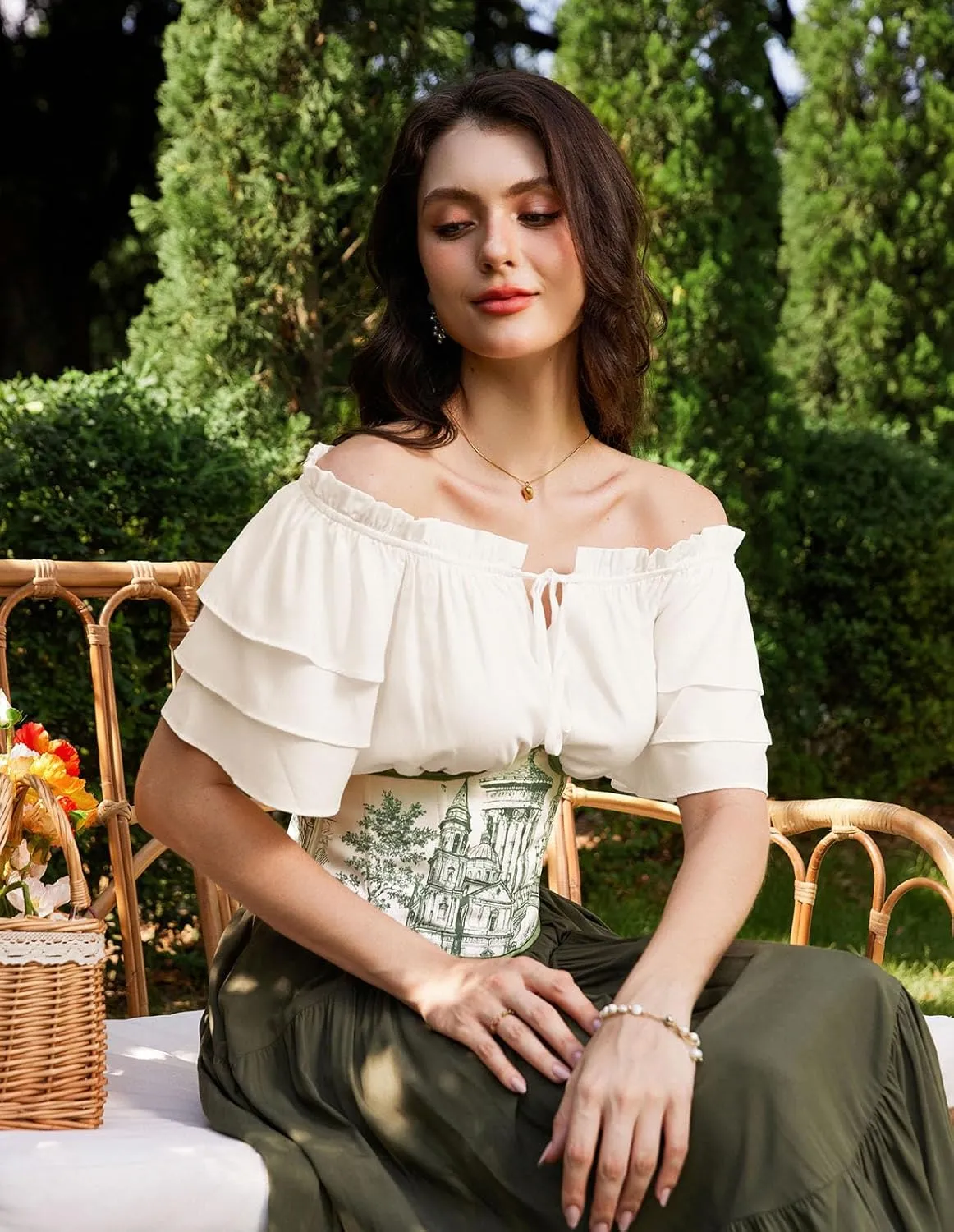 Scarlet Darkness Women Summer Shirt Ruffled Sleeve Tops Off Shoulder Renaissance Pirate Blouse