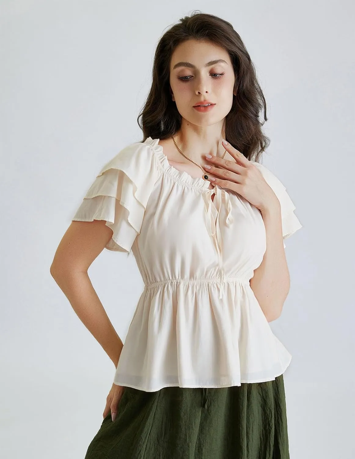 Scarlet Darkness Women Summer Shirt Ruffled Sleeve Tops Off Shoulder Renaissance Pirate Blouse
