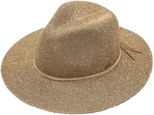 ScarvesMe Women's Classic Knitted Sequin Wide Brim Panama Sun Hat