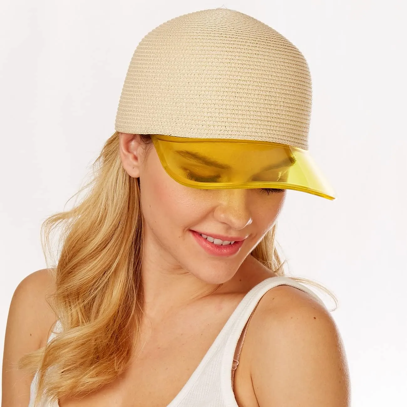 ScarvesMe Womens Straw Transparent Color Brim Baseball Cap Hat