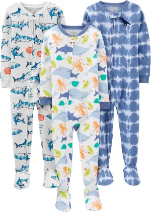 Simple Joys by Carter's baby-boys 3-pack Snug Fit Footed Cotton Pajamas