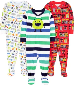 Simple Joys by Carter's baby-boys 3-pack Snug Fit Footed Cotton Pajamas