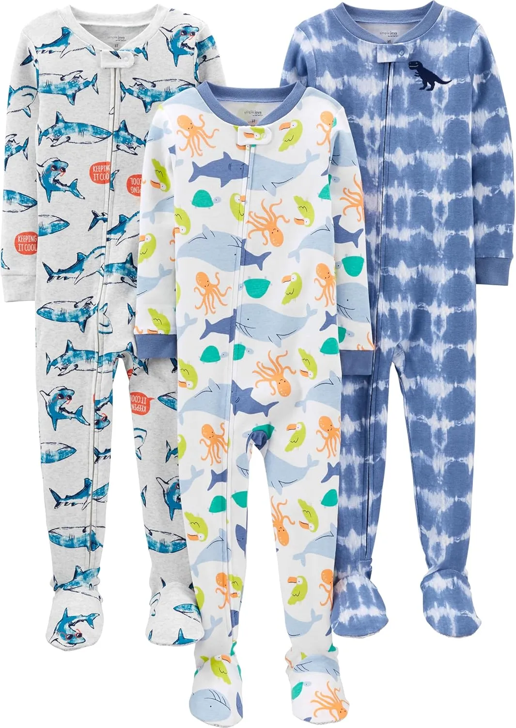 Simple Joys by Carter's baby-boys 3-pack Snug Fit Footed Cotton Pajamas