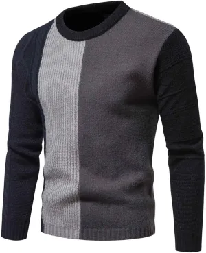 Slim Fit Crewneck Sweaters for Men Colorblock Fall Knit Sweater Mens Fashion Pullover Knitted T Shirts Tops