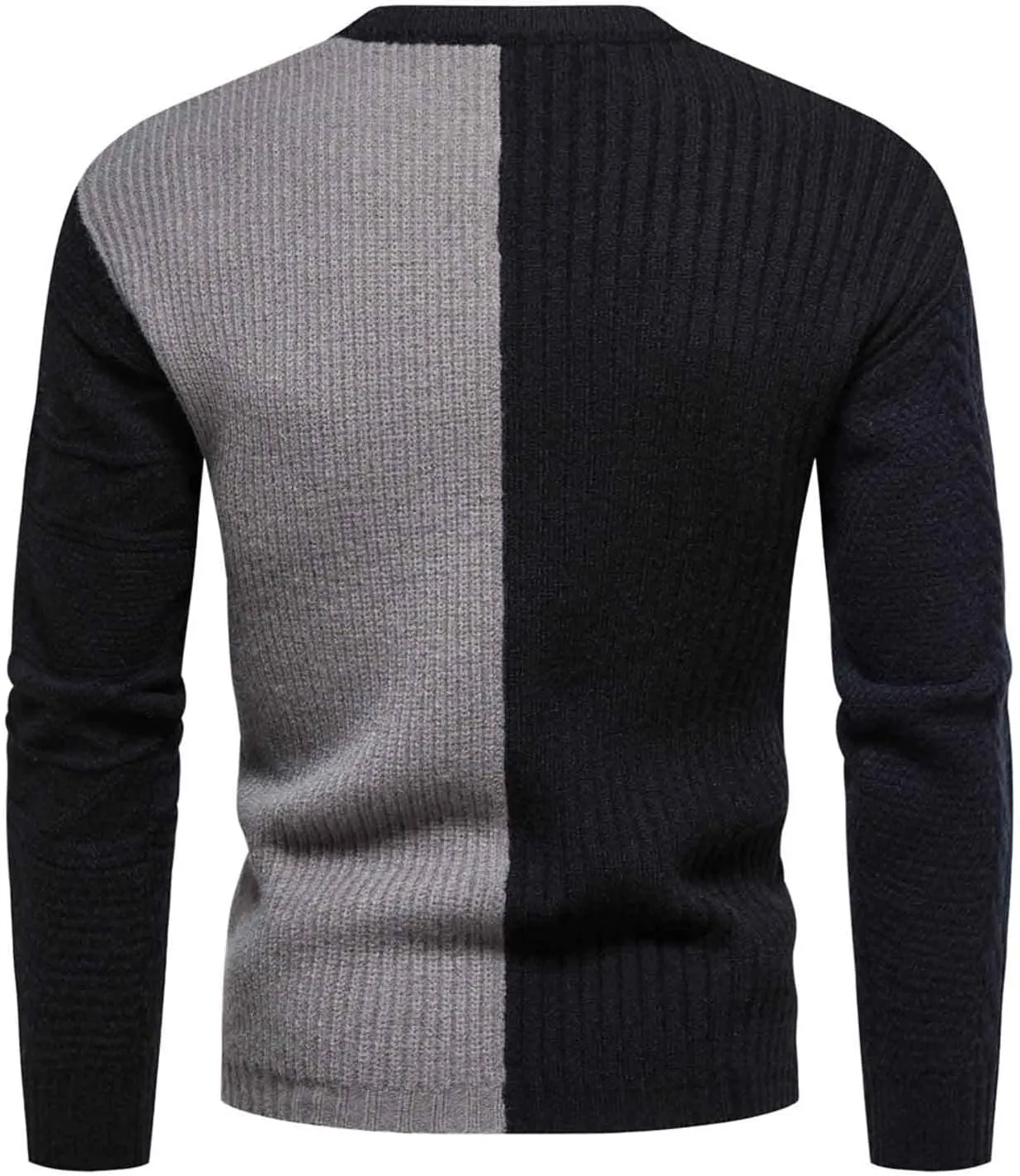 Slim Fit Crewneck Sweaters for Men Colorblock Fall Knit Sweater Mens Fashion Pullover Knitted T Shirts Tops