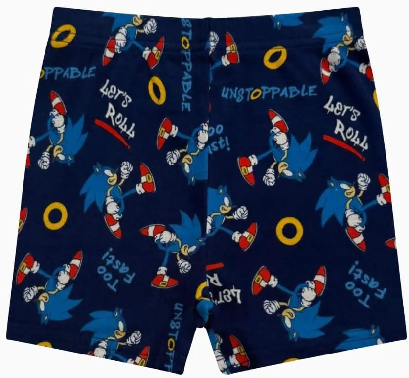 Sonic The Hedgehog Boys Pajama Set - 4 Piece Short Sleeve & Shorts Pajama Set - 100% Cotton Pjs, Snug-Fit Kids Summer Pajamas