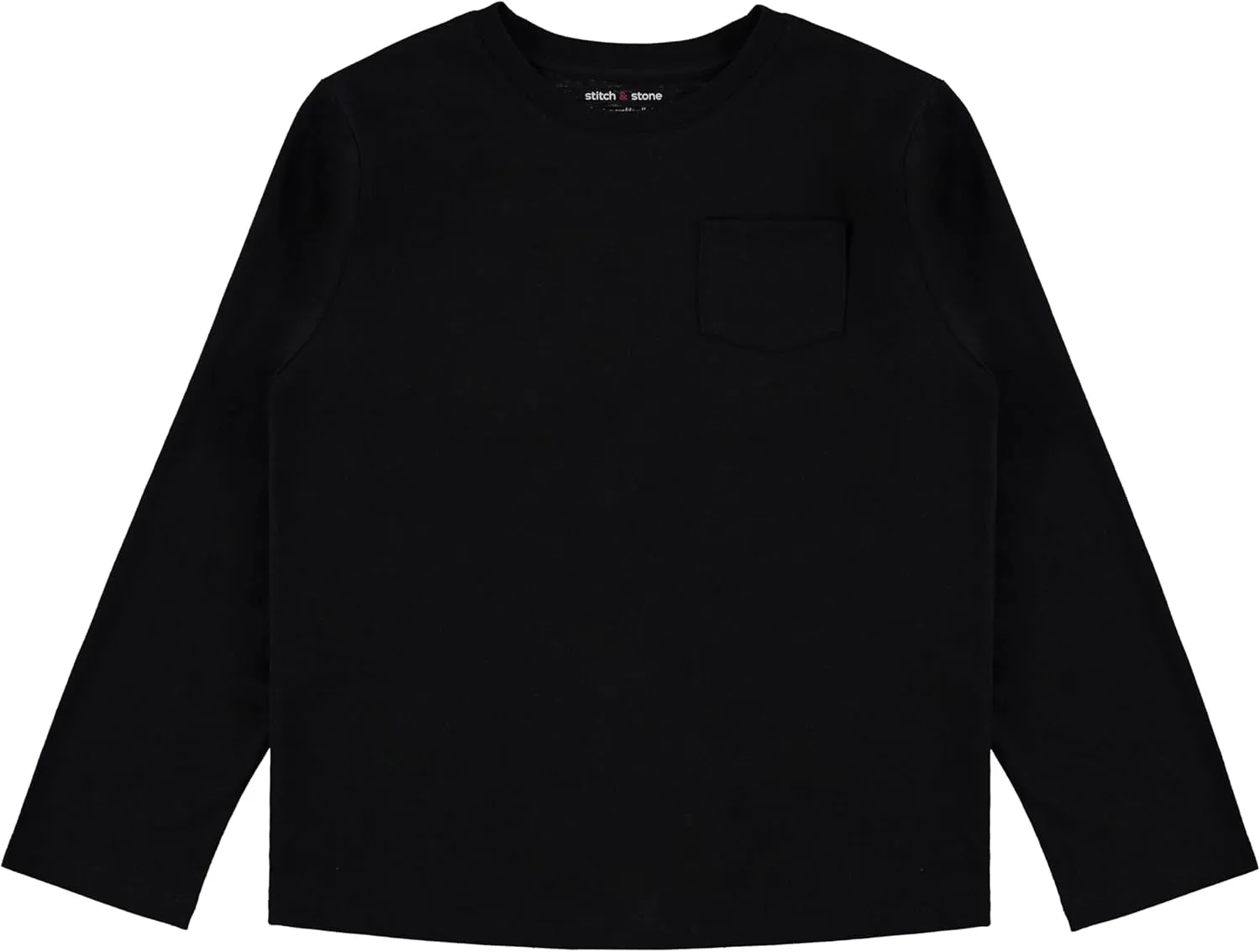 Stitch & Stone Boys 4 Pack Long Sleeve Tops, Soft Cotton Crewneck Tees, Casual Boys’ Clothing, Comfortable Everyday Wear