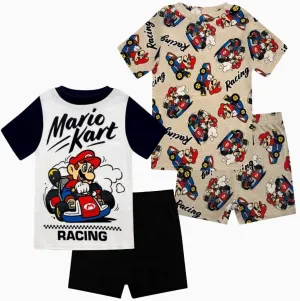 Super Mario Boys Pajama Set - 4 Piece Short Sleeve & Shorts Pajama Set - 100% Cotton Snug Fit Kids Pjs - Boys Summer Pajamas