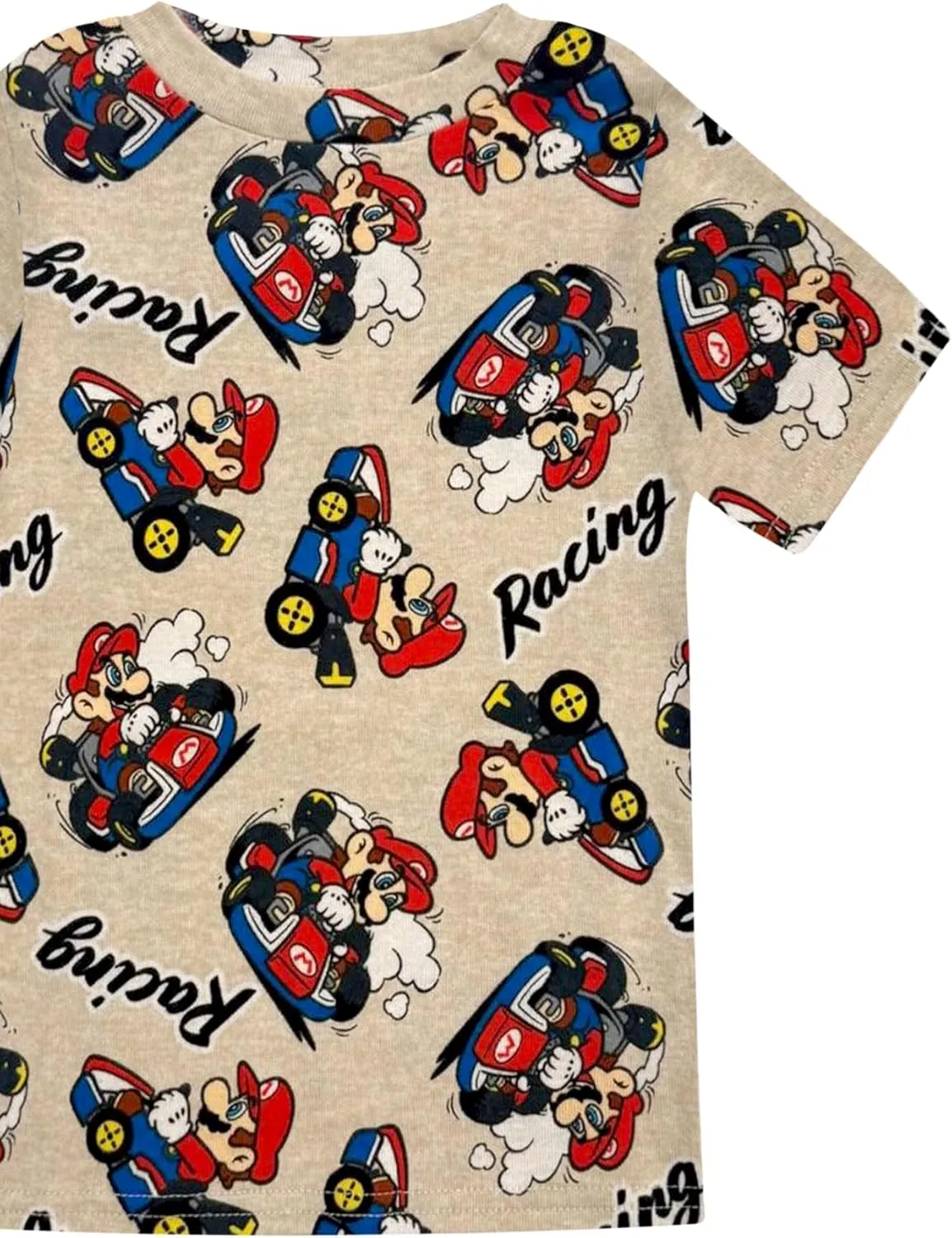 Super Mario Boys Pajama Set - 4 Piece Short Sleeve & Shorts Pajama Set - 100% Cotton Snug Fit Kids Pjs - Boys Summer Pajamas
