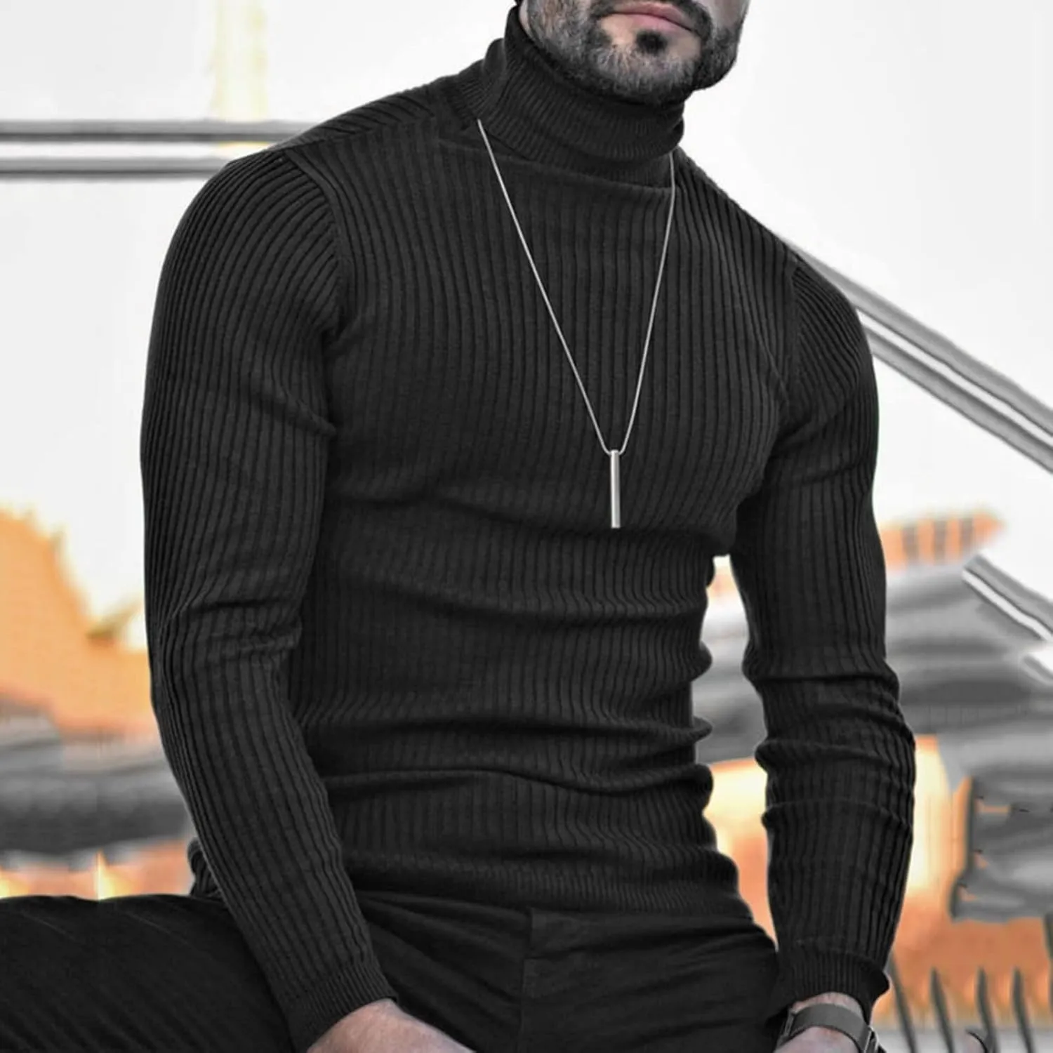 Sweaters for Men Men's Long Sleeve Solid Turtleneck Sweater Casual Pullover Basic Twist Patterned Knitted Sweaters Top